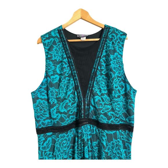 Pyramid Collection Lisa Floral Lace Hi-Low Dress Teal Women's 2X Formal Party - Picture 2 of 7